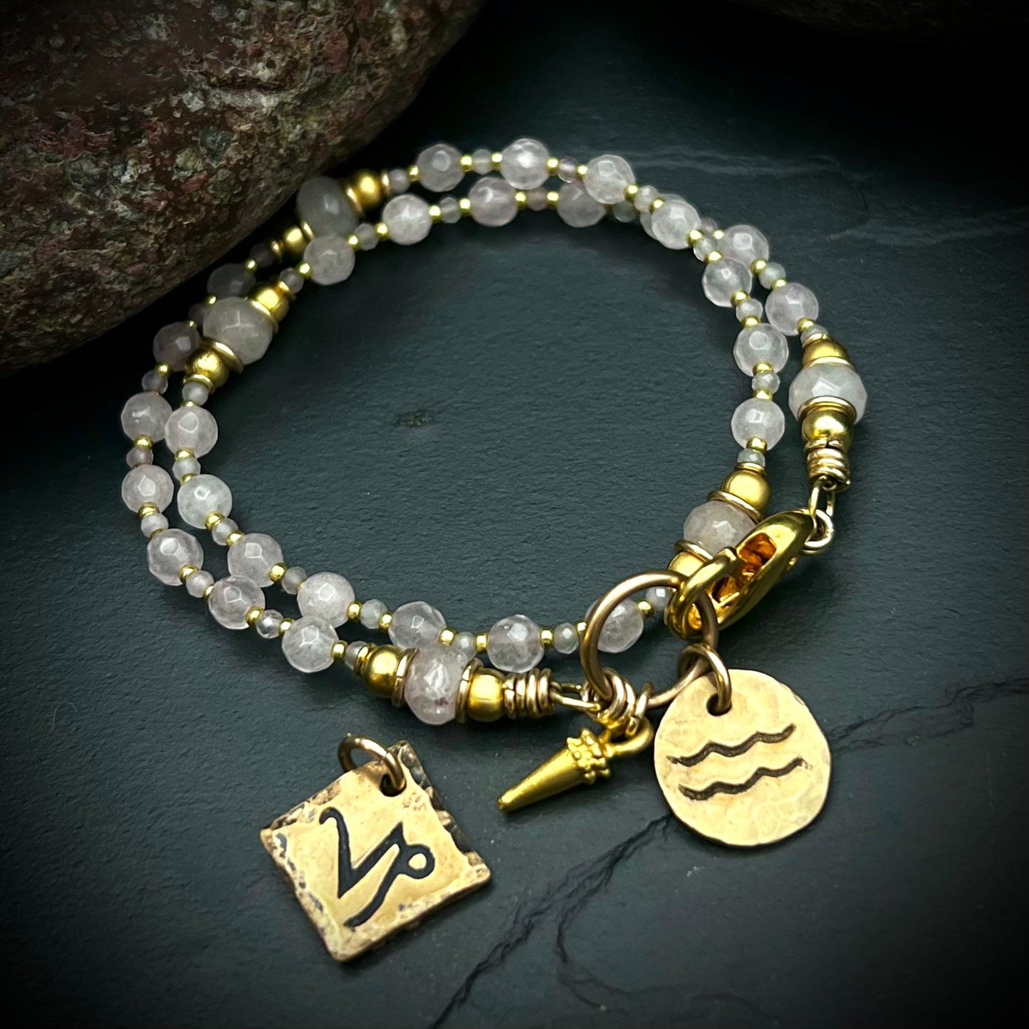 January Birthstone Wrap Bracelet with Zodiac. Charm