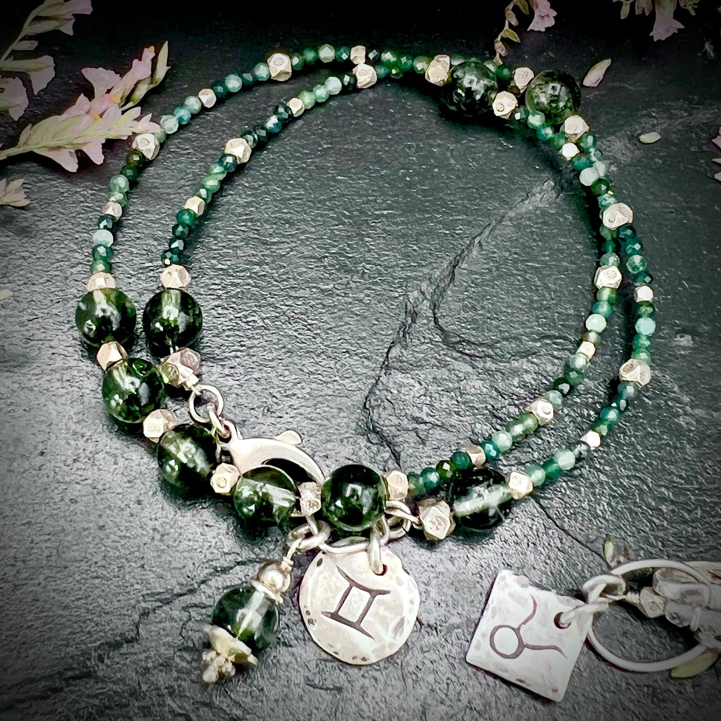 May Birthstone Wrap Bracelet with Zodiac Charm