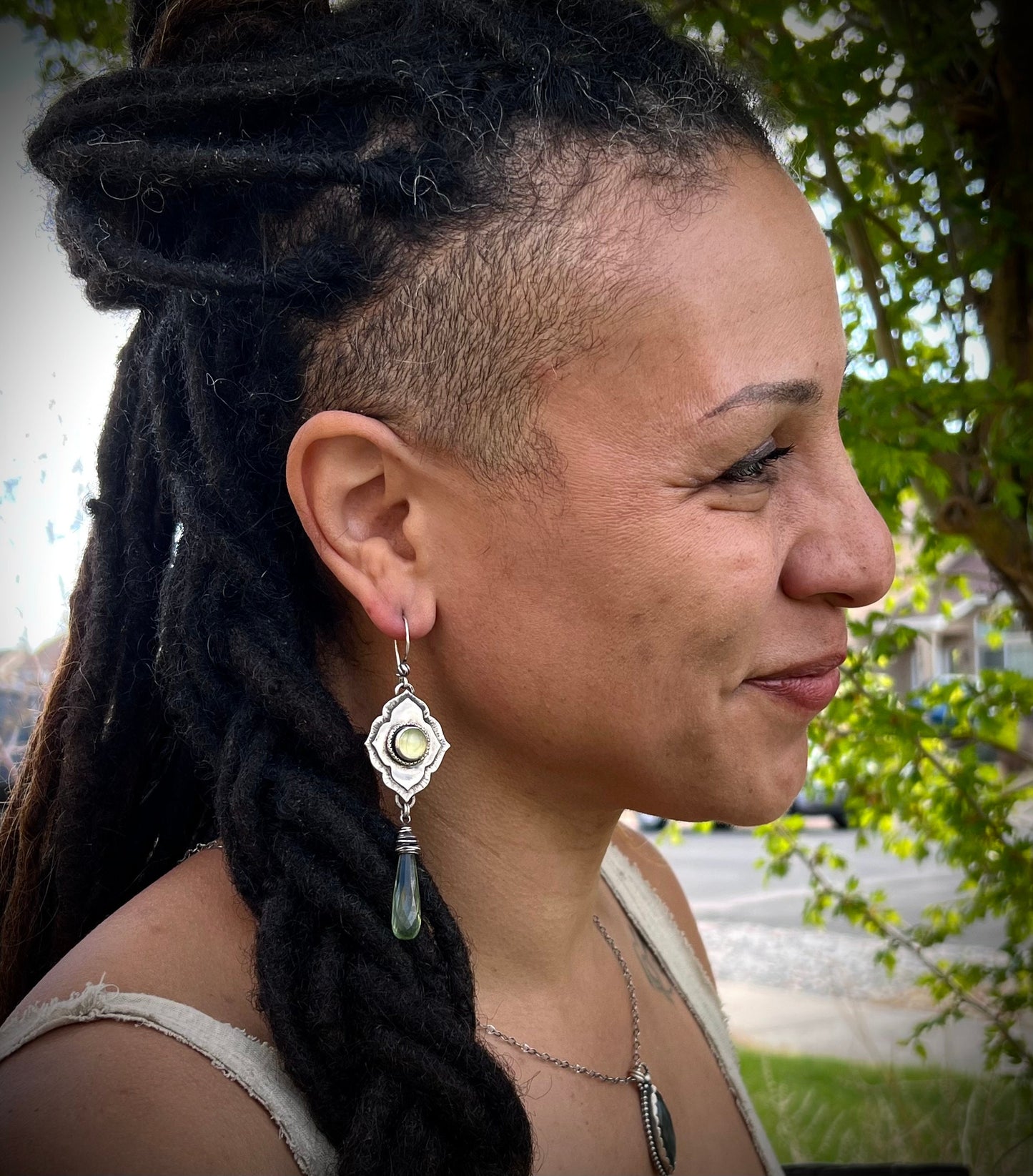 Sea Green Chalcedony and Silver Earrings