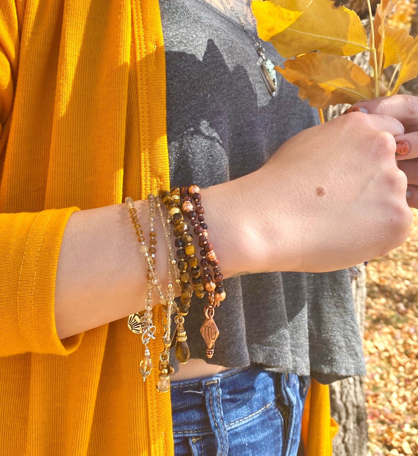 November Birthstone Wrap Bracelet with Zodiac Charm