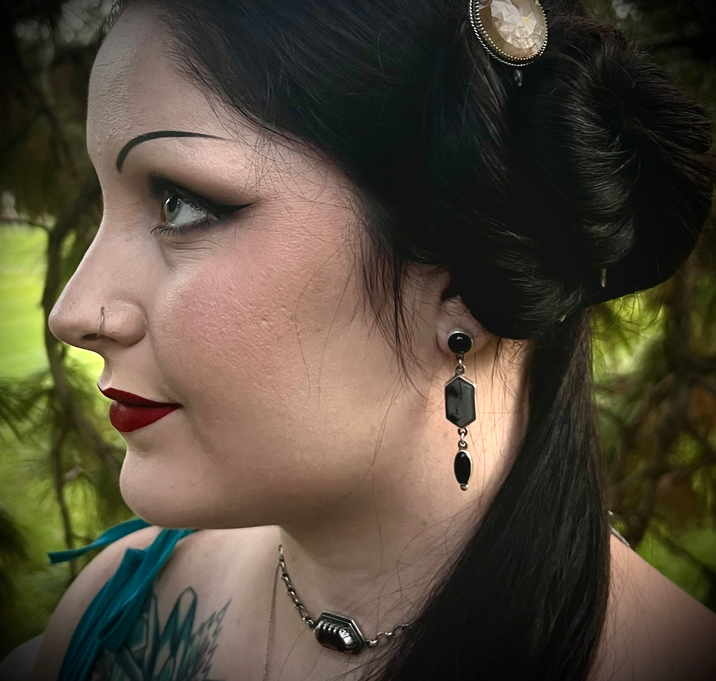 Montana Agate and Onyx Earrings