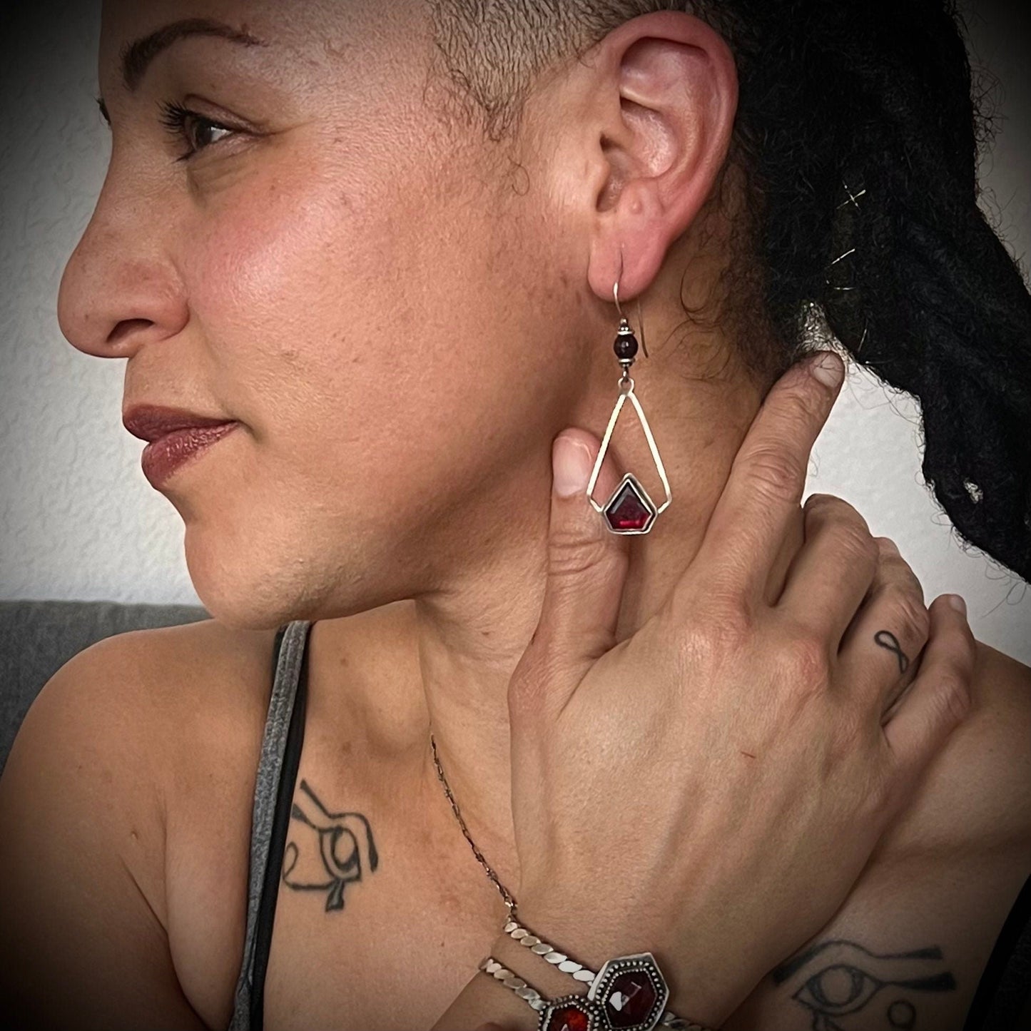Garnet Geometry Earrings