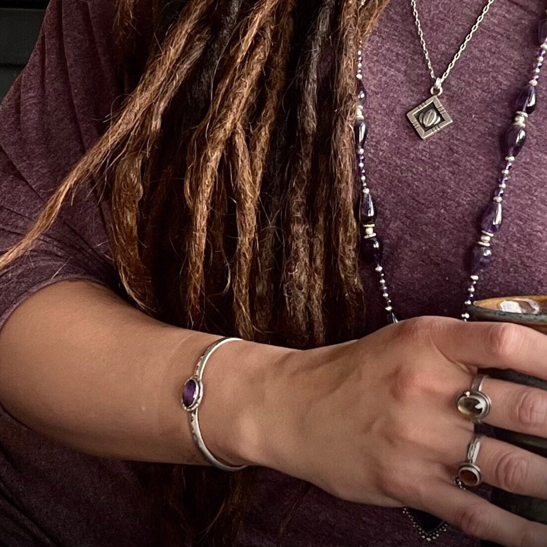Amethyst and Silver Cuff Bracelet