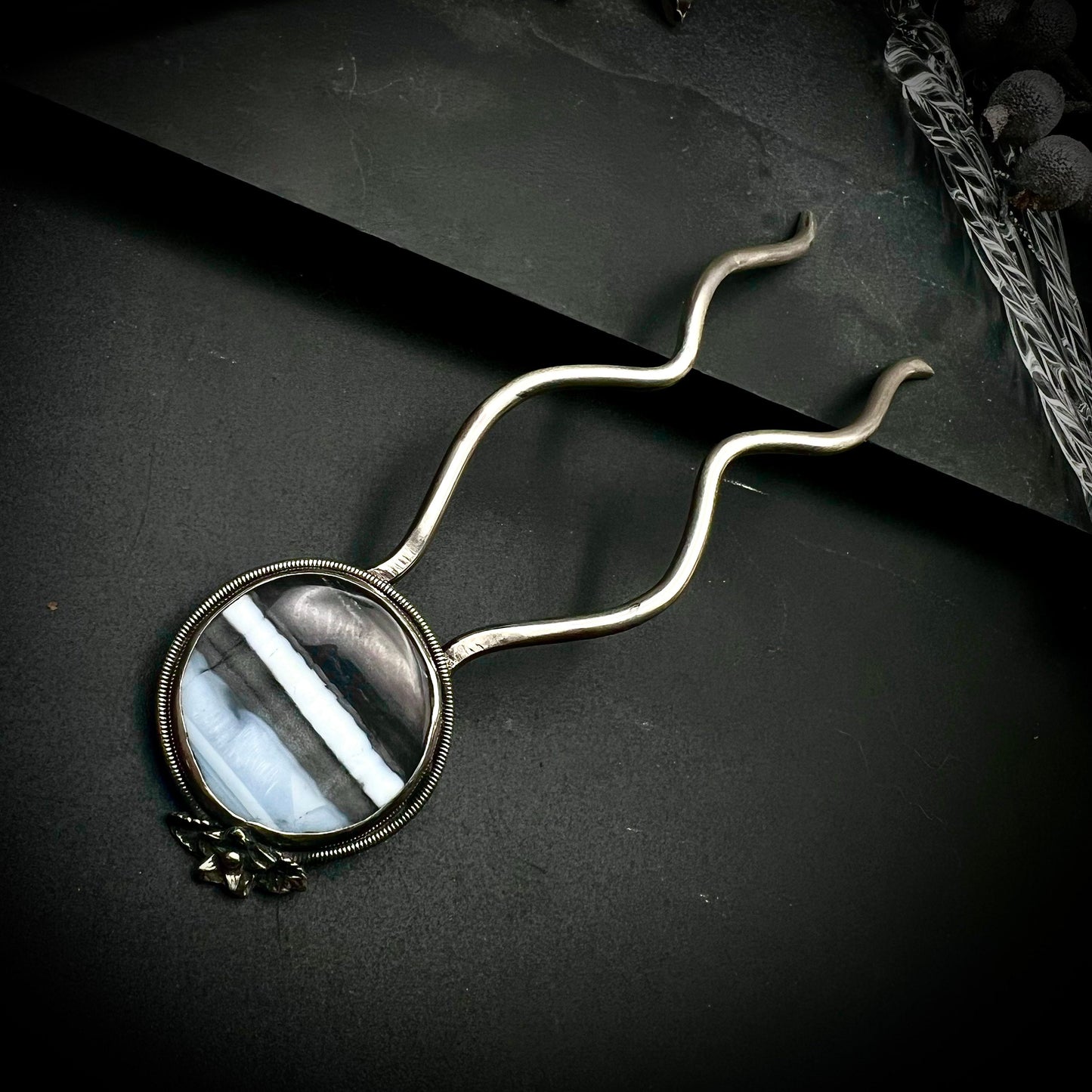 Owyhee Opal Hair Pin in Sterling Silver