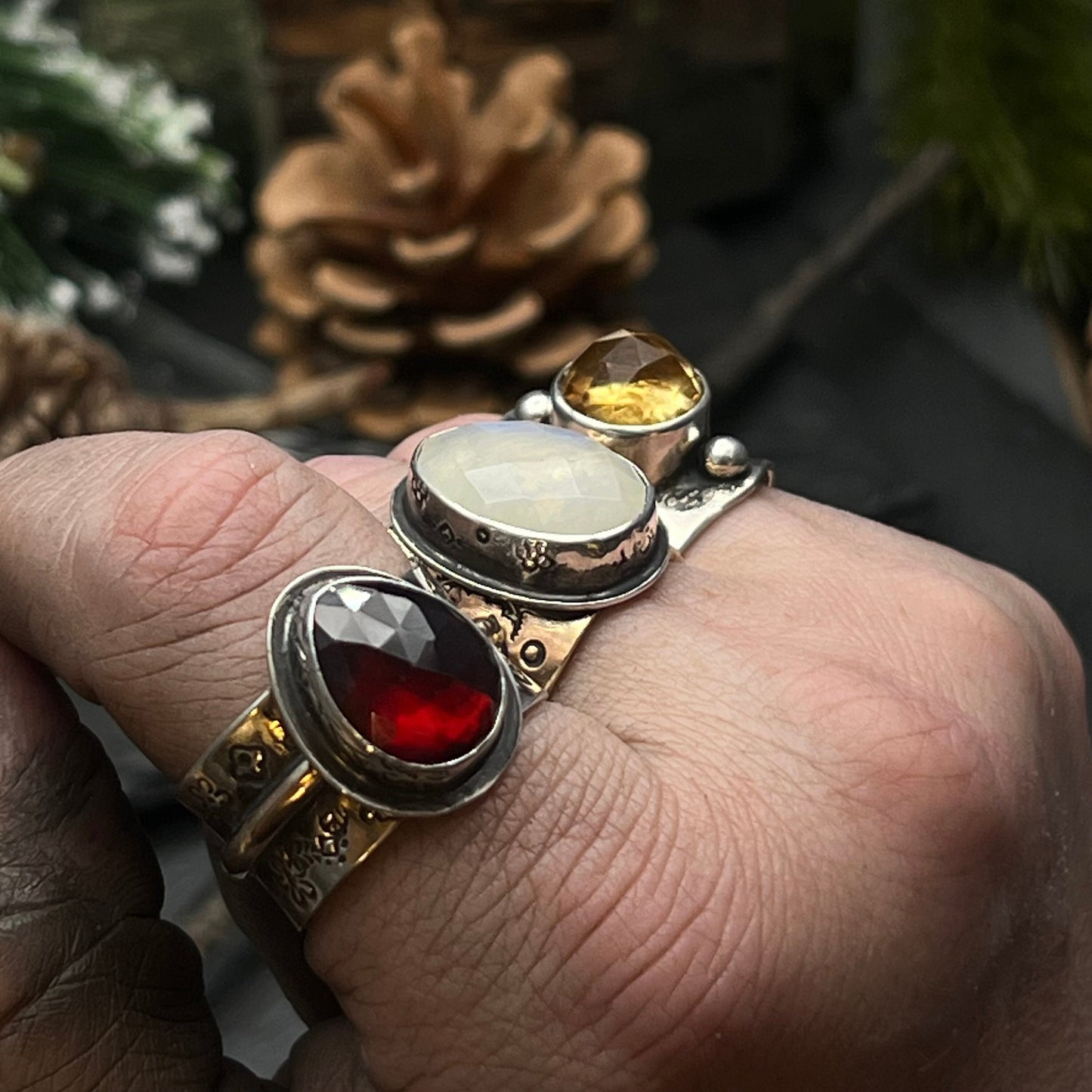 Garnet Ring with Gold Filled Band
