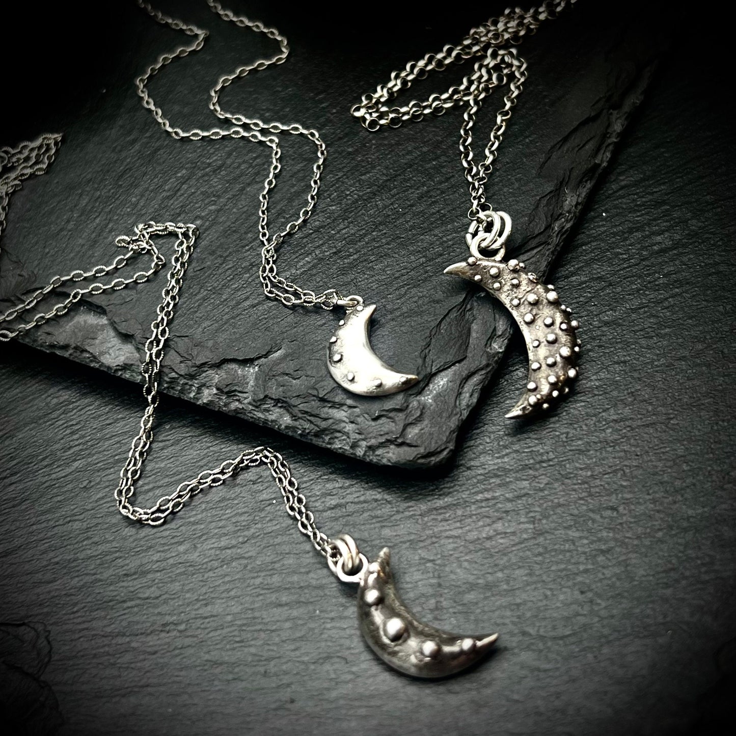 Textured Moon in Fine Silver