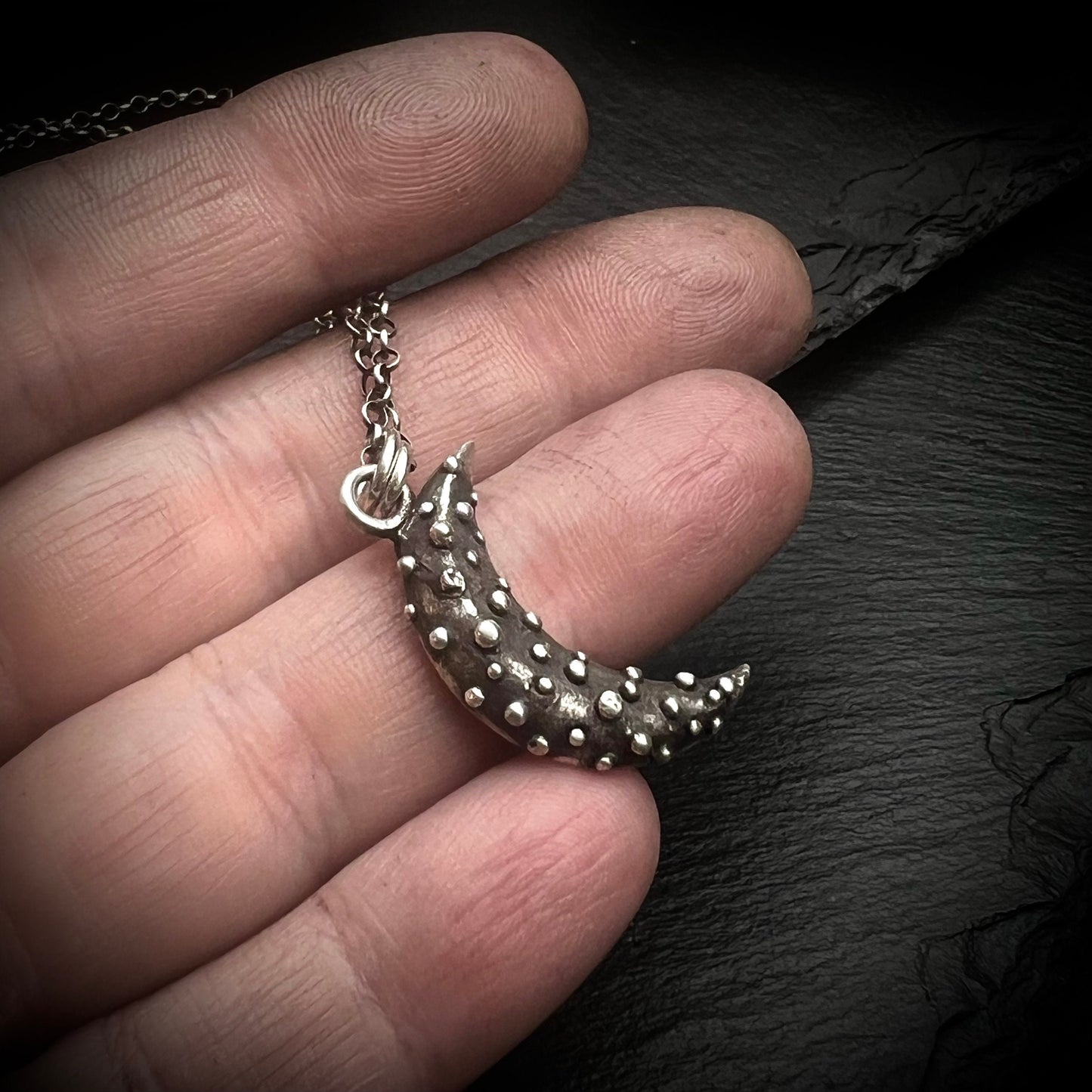 Textured Moon in Fine Silver