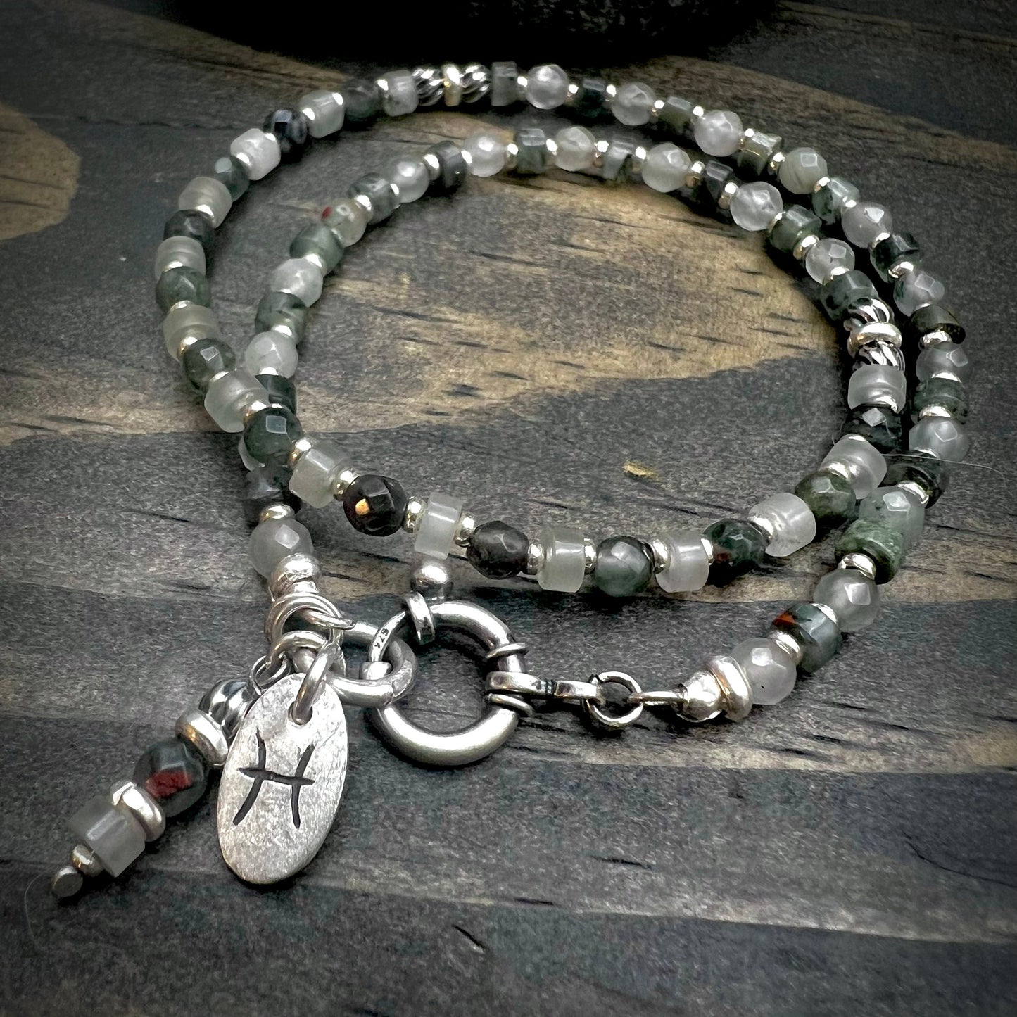 March Birthstone Wrap Bracelets with Zodiac Charm