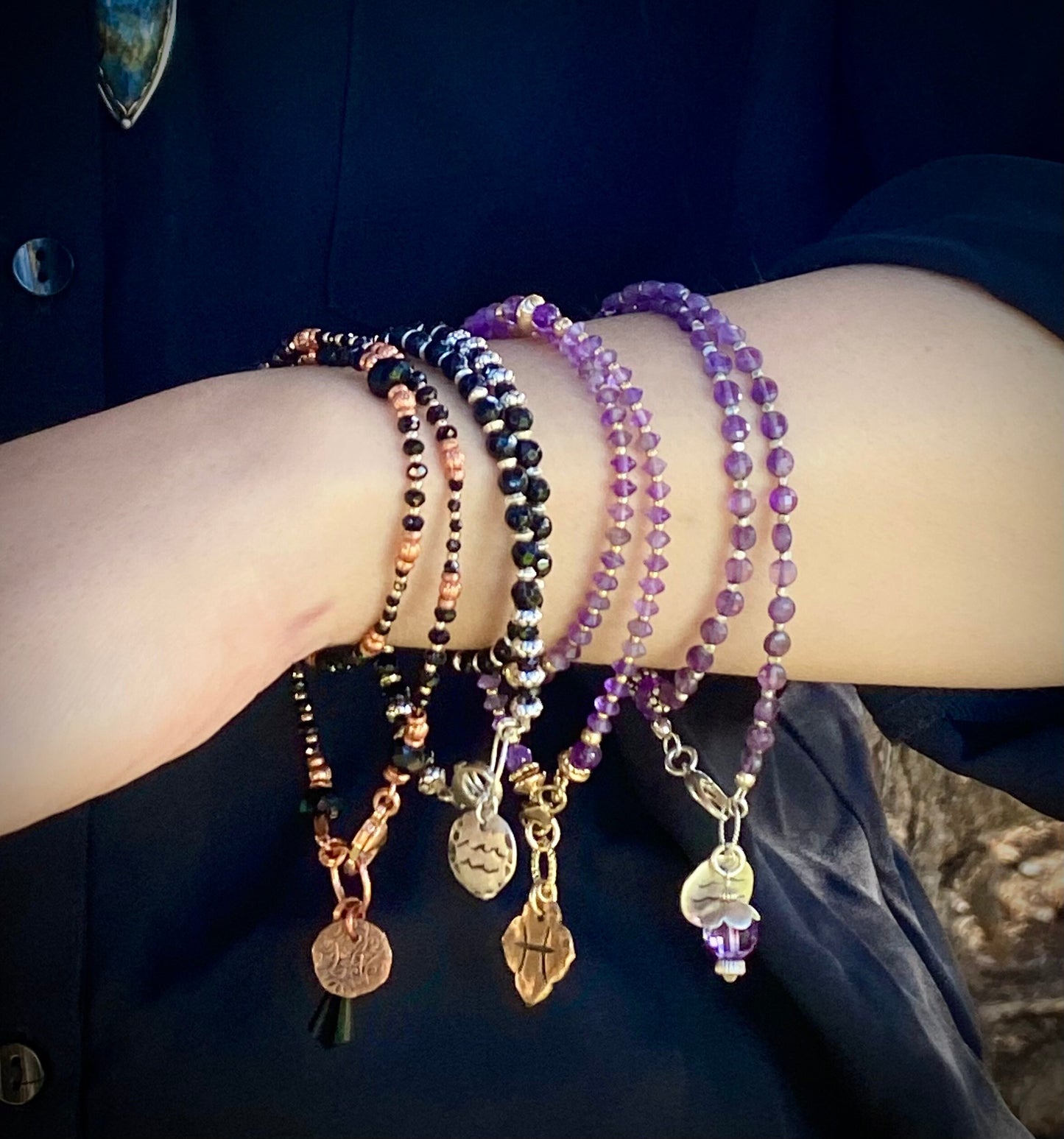 February Birthstone Wrap Bracelet with Zodiac Bracelet