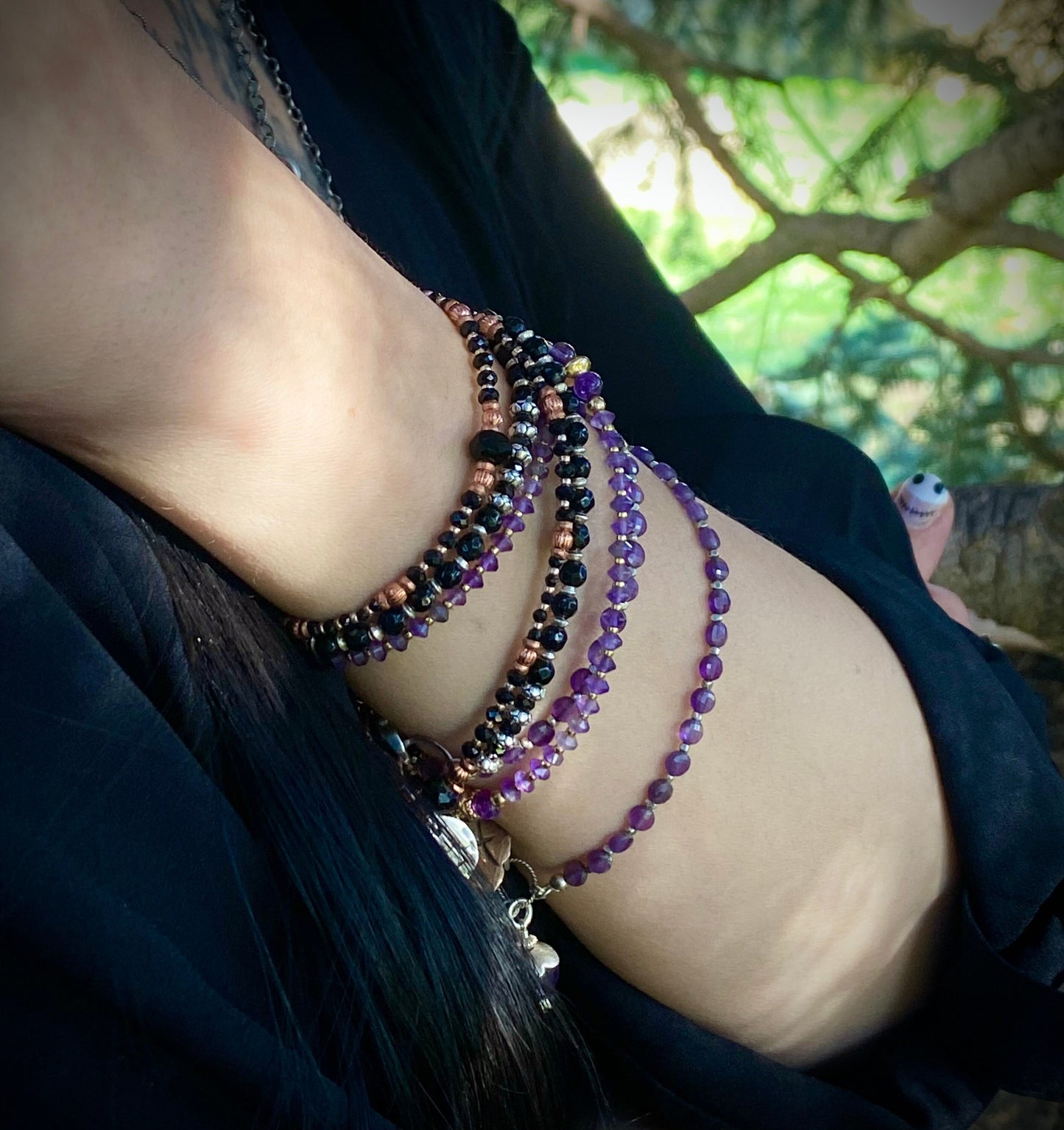 February Birthstone Wrap Bracelet with Zodiac Bracelet