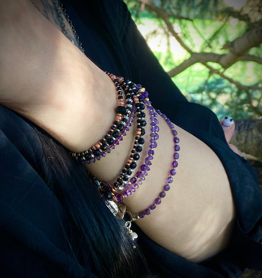 February Birthstone Wrap Bracelet with Zodiac Bracelet