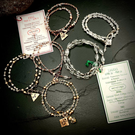 April Birthstone Wrap Bracelet with Zodiac Charm