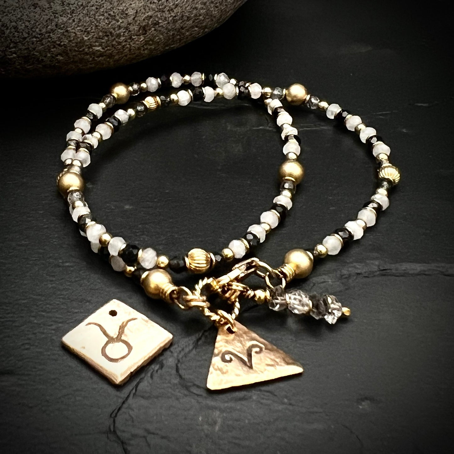 April Birthstone Wrap Bracelet with Zodiac Charm