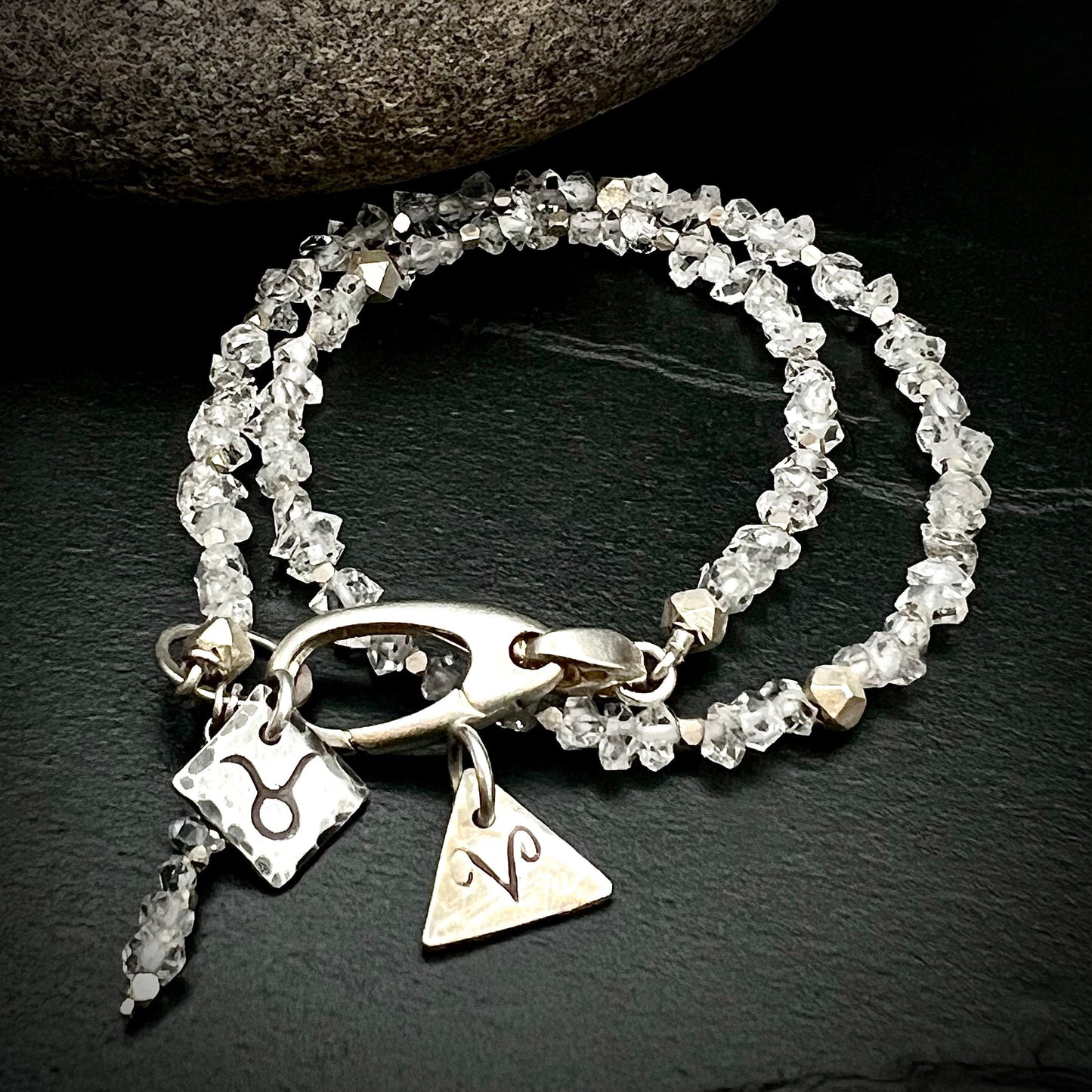 April Birthstone Wrap Bracelet with Zodiac Charm