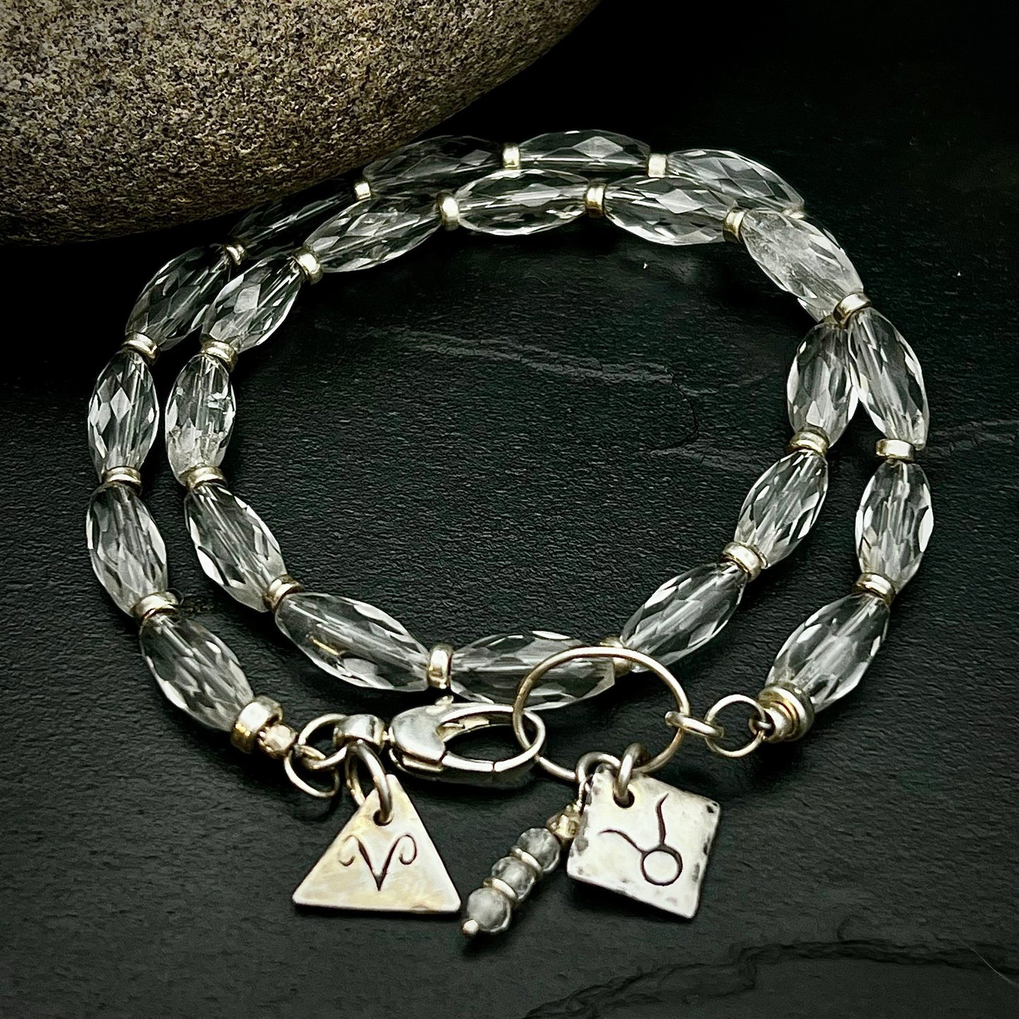 April Birthstone Wrap Bracelet with Zodiac Charm