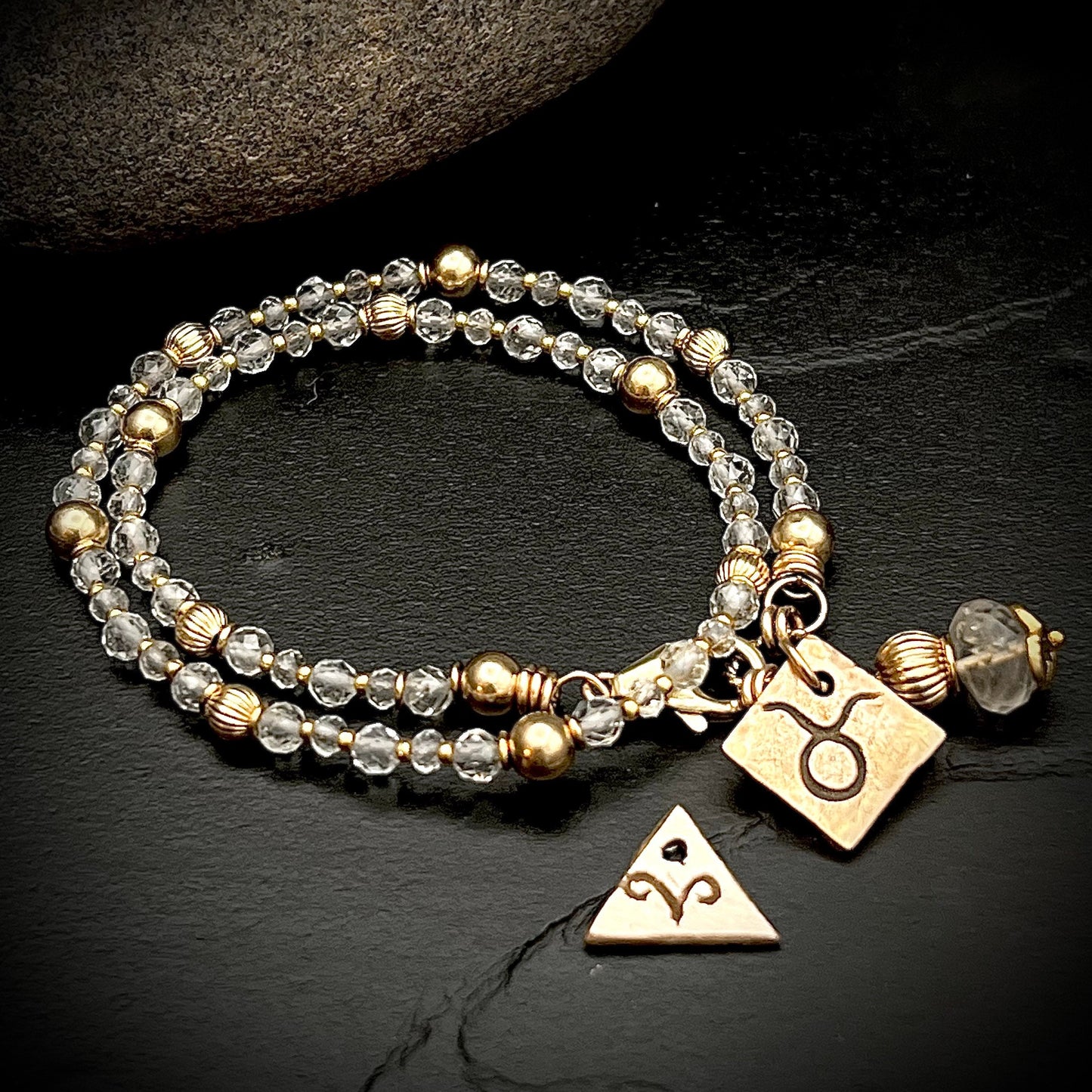April Birthstone Wrap Bracelet with Zodiac Charm