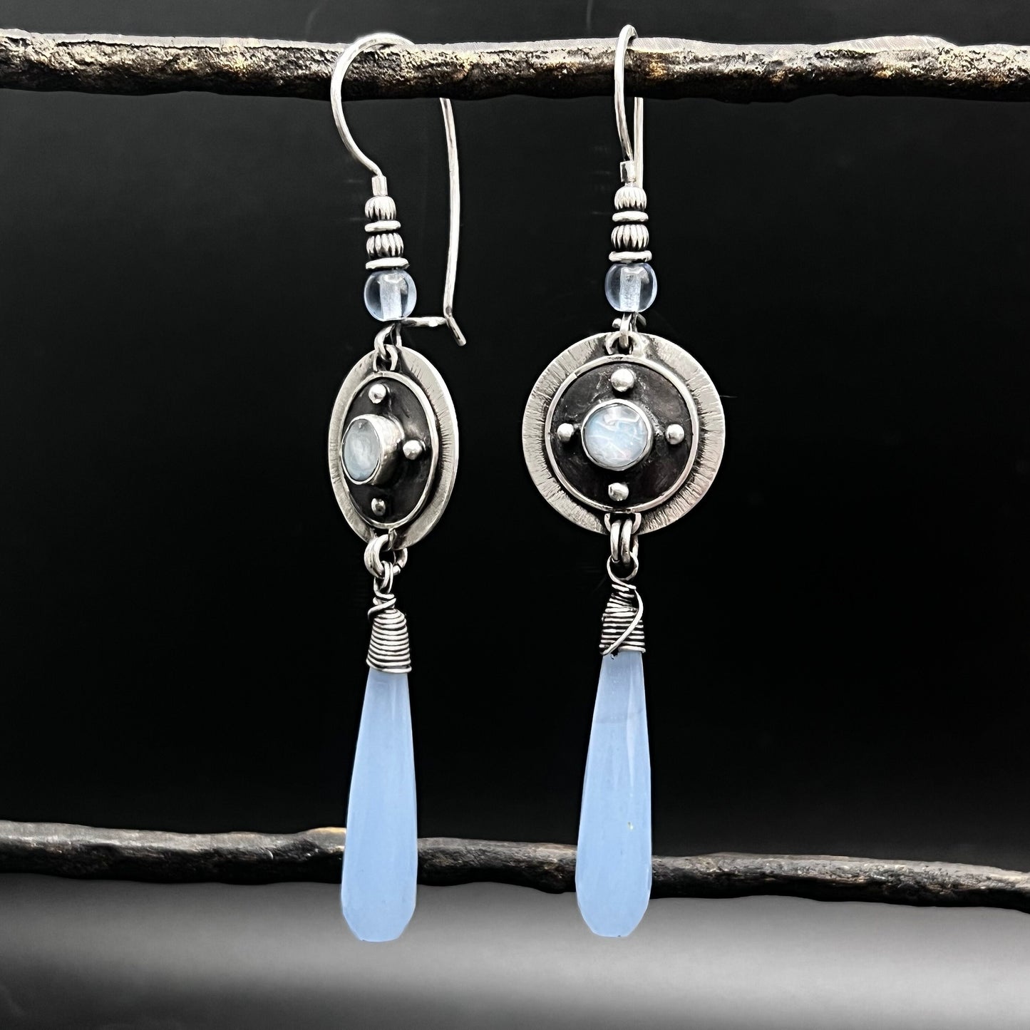 Opal and Chalcedony Earrings