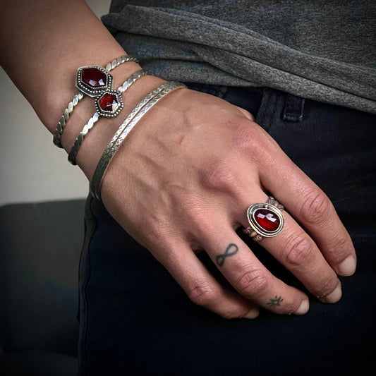 Sterling Silver Patterned Bangle Set