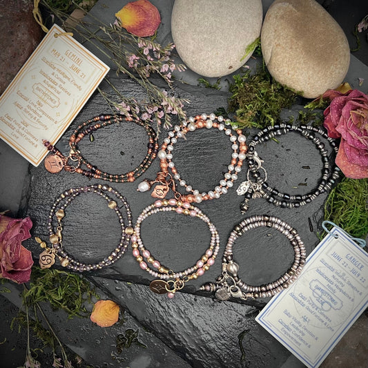 June Birthstone Wrap Bracelet with Zodiac Bracelet