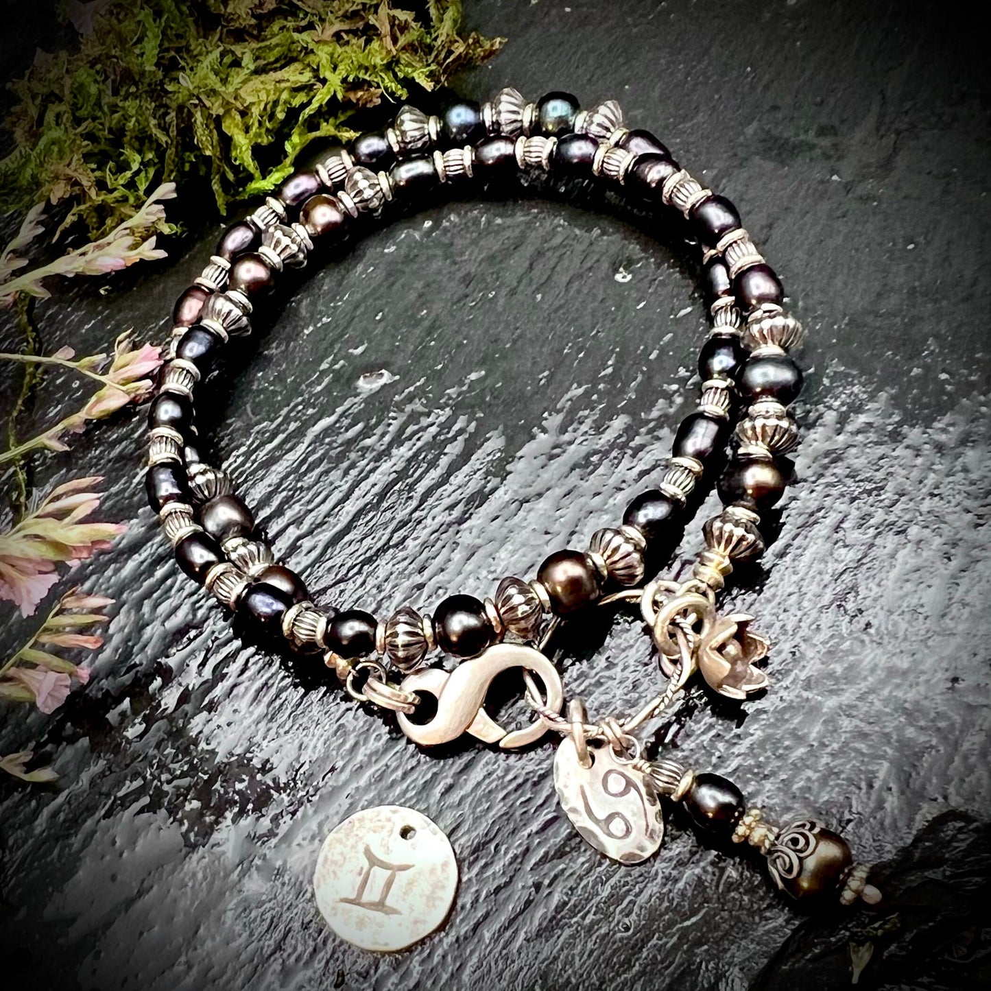 June Birthstone Wrap Bracelet with Zodiac Bracelet