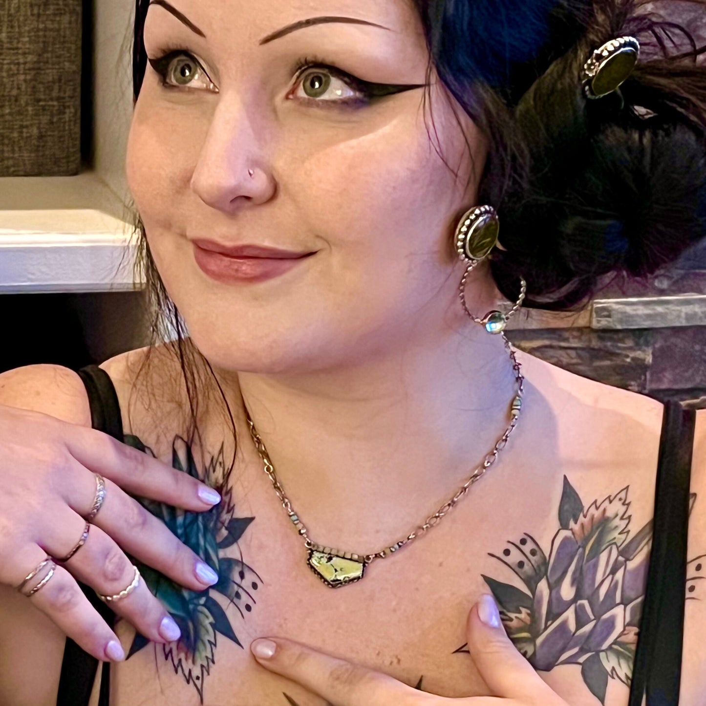 Blue and Yellow Turquoise Shield Necklace