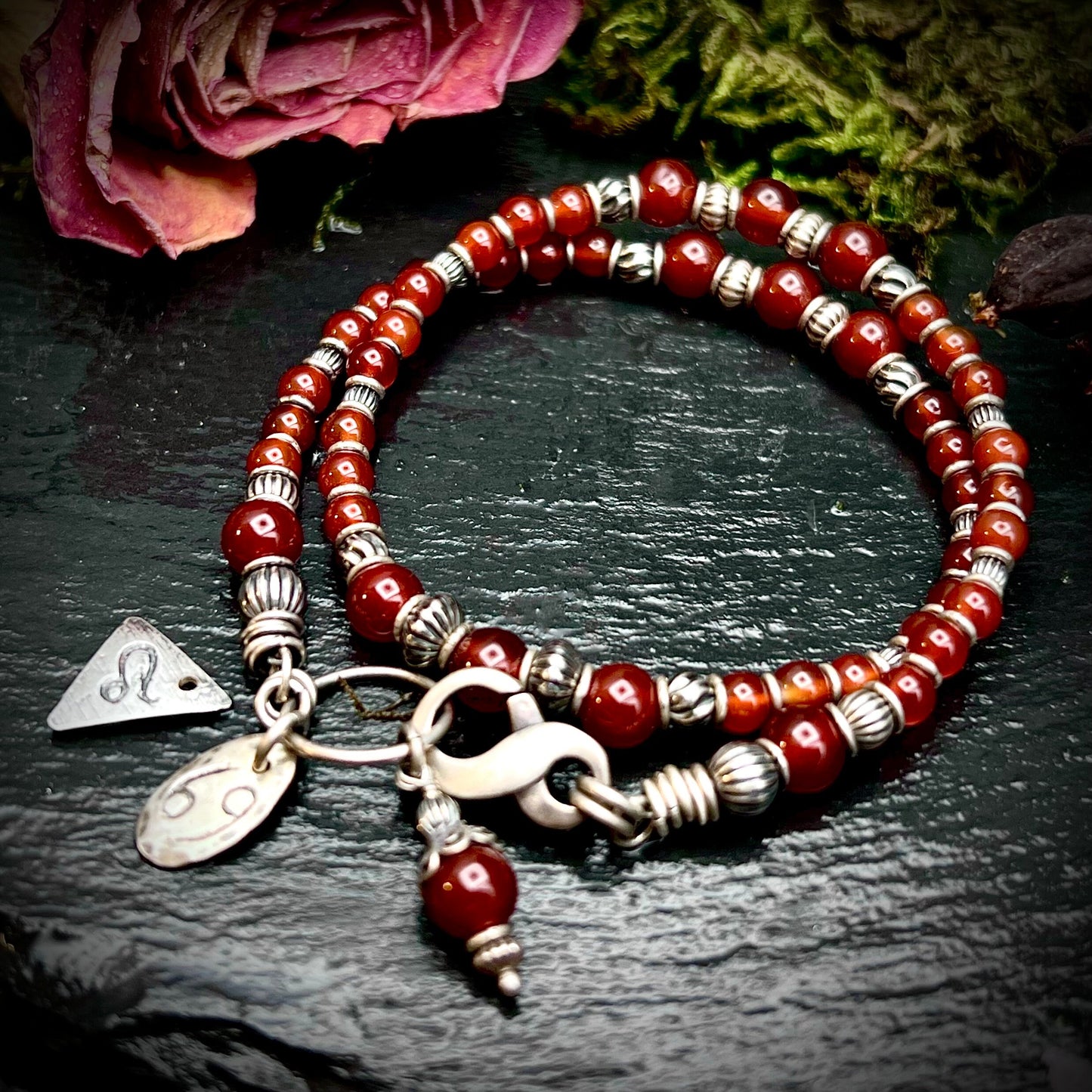 July Birthstone Wrap Bracelets with Zodiac Charms