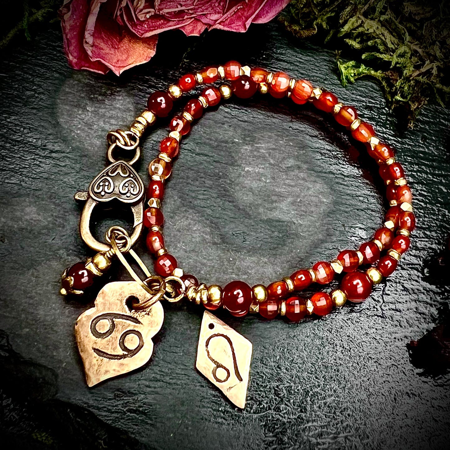 July Birthstone Wrap Bracelets with Zodiac Charms