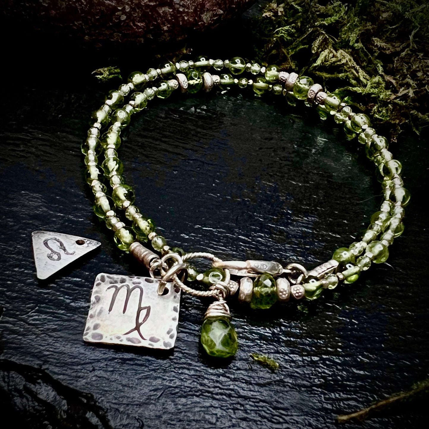 August Birthstone Wrap Bracelet with Zodiac Charm