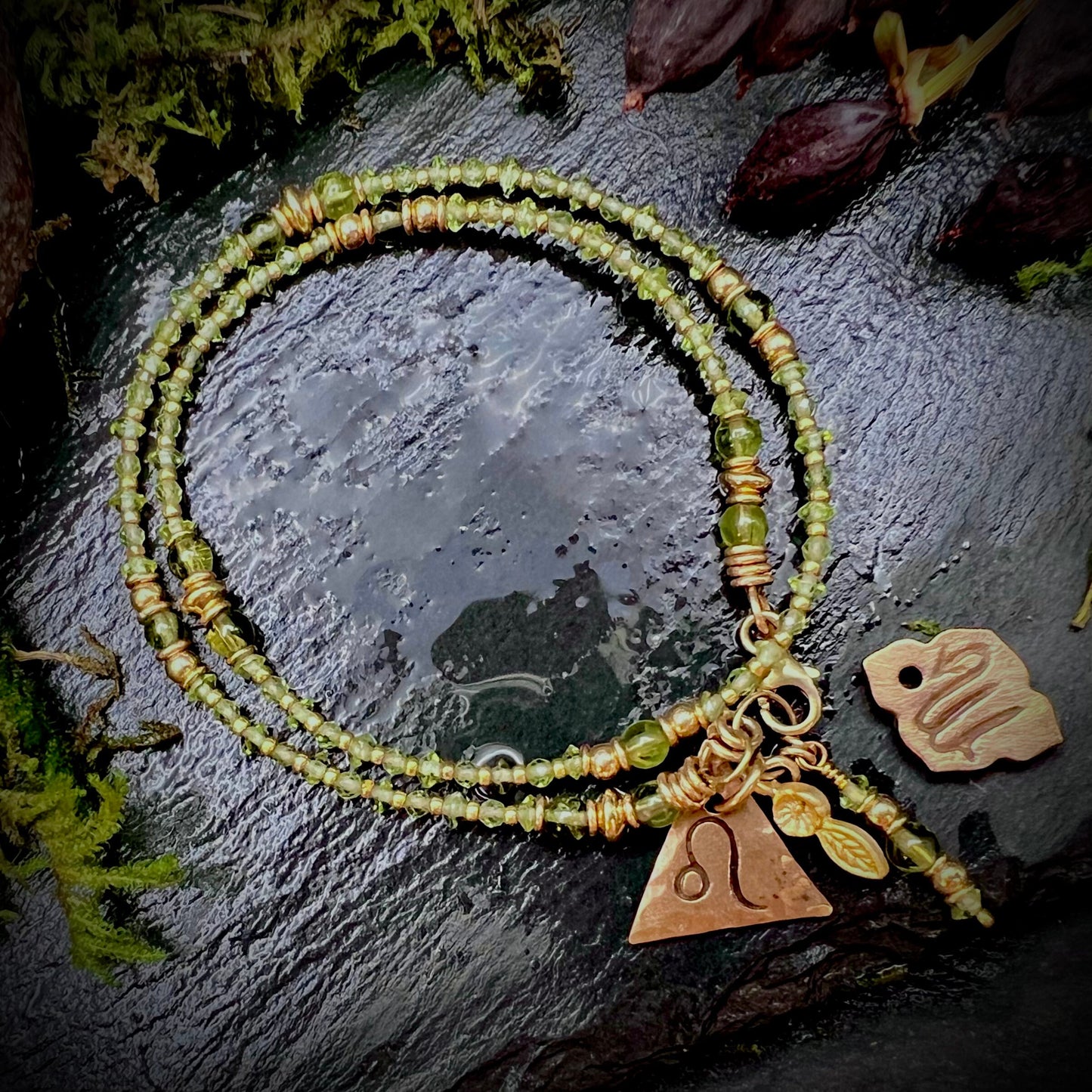 August Birthstone Wrap Bracelet with Zodiac Charm