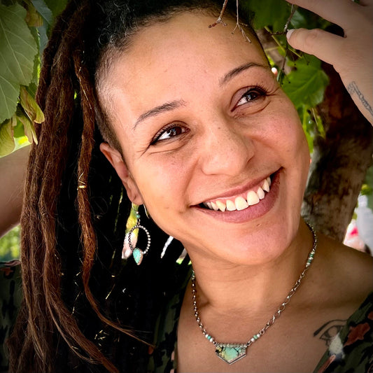 Kingman Turquoise on Beaded Silver Hoop Earrings