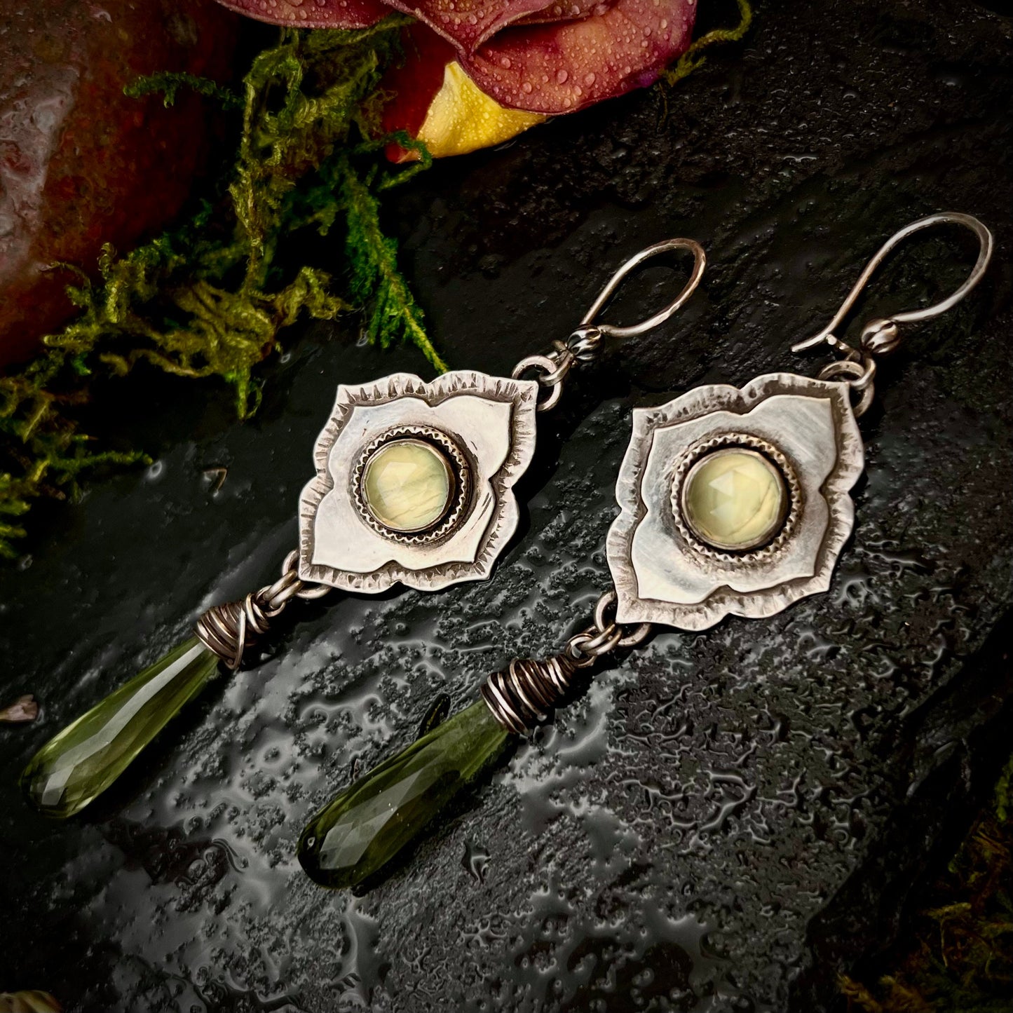 Sea Green Chalcedony and Silver Earrings