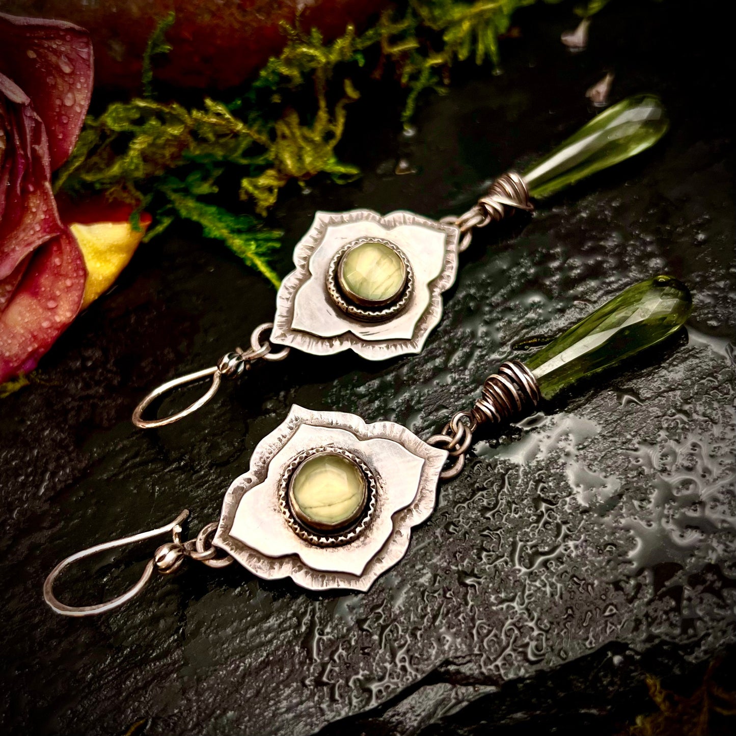 Sea Green Chalcedony and Silver Earrings