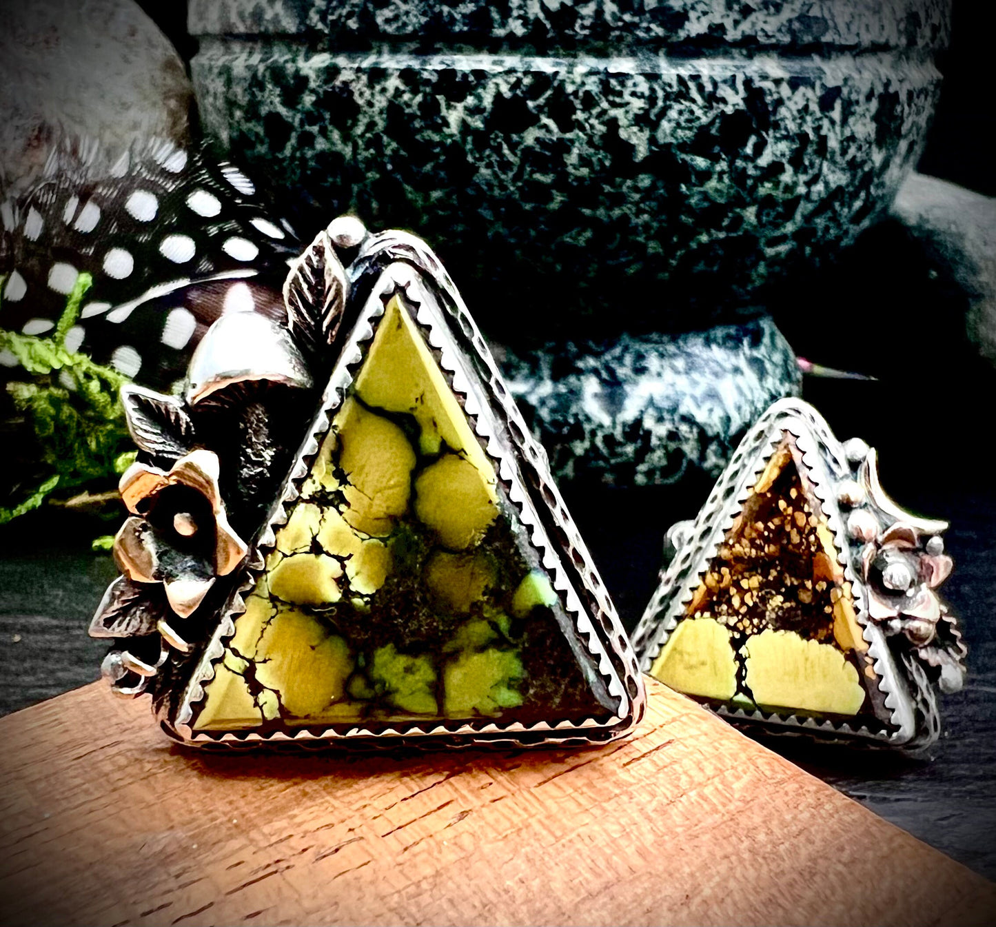 Dark Foliage Turquoise Ring