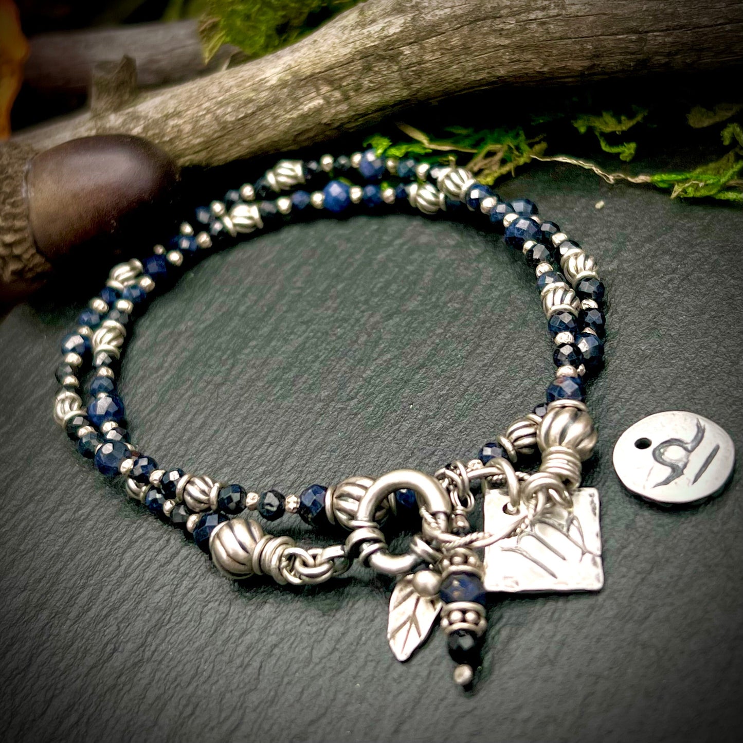 September Birthstone Wrap Bracelet with Zodiac Charm