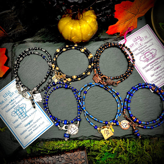 September Birthstone Wrap Bracelet with Zodiac Charm