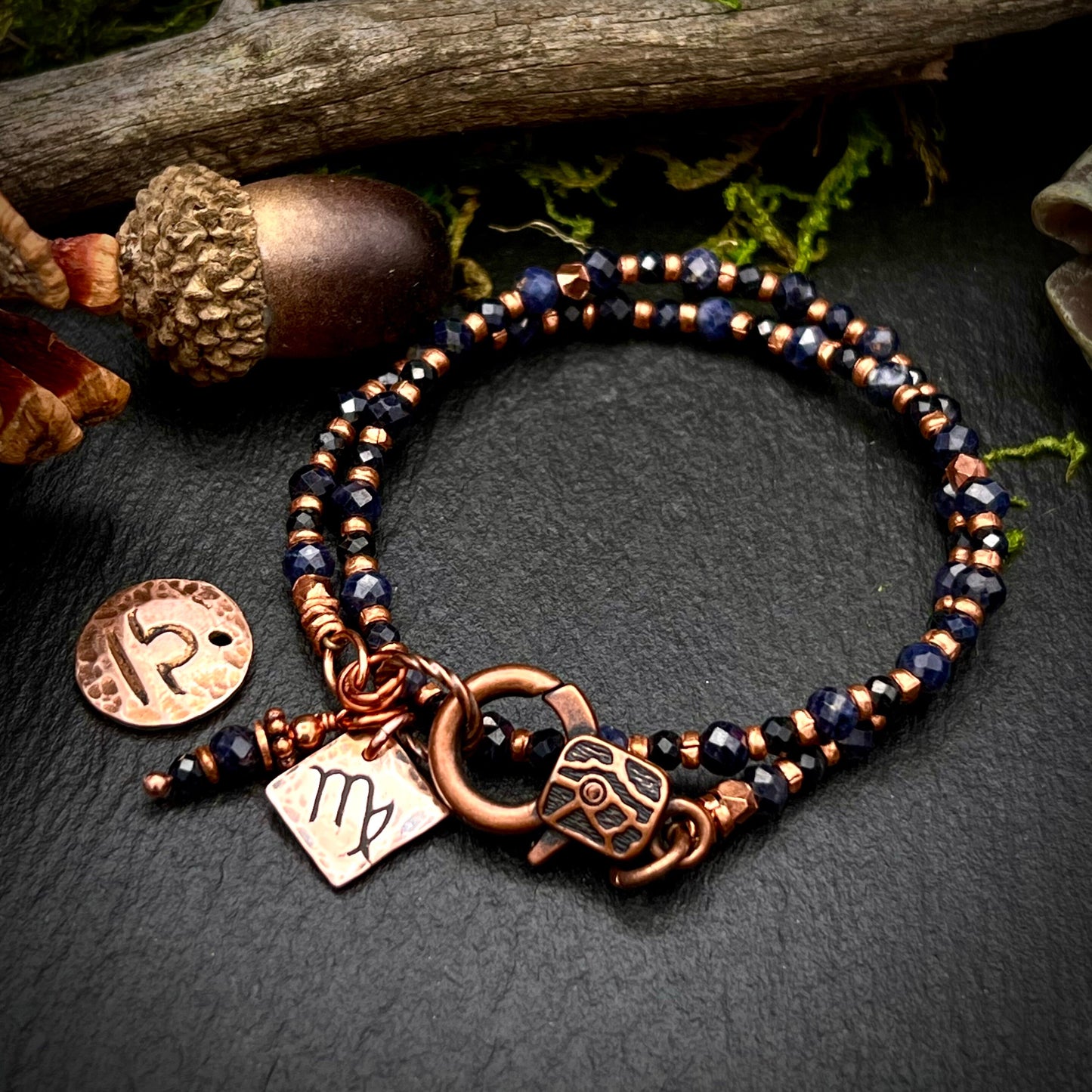 September Birthstone Wrap Bracelet with Zodiac Charm
