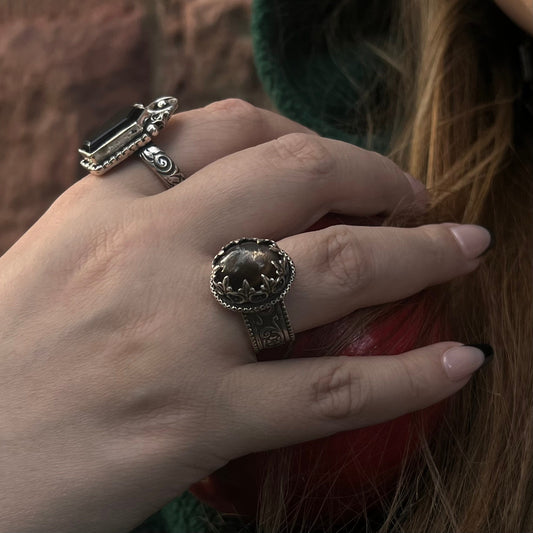 Silver Sheen Obsidian Ring in Sterling Silver