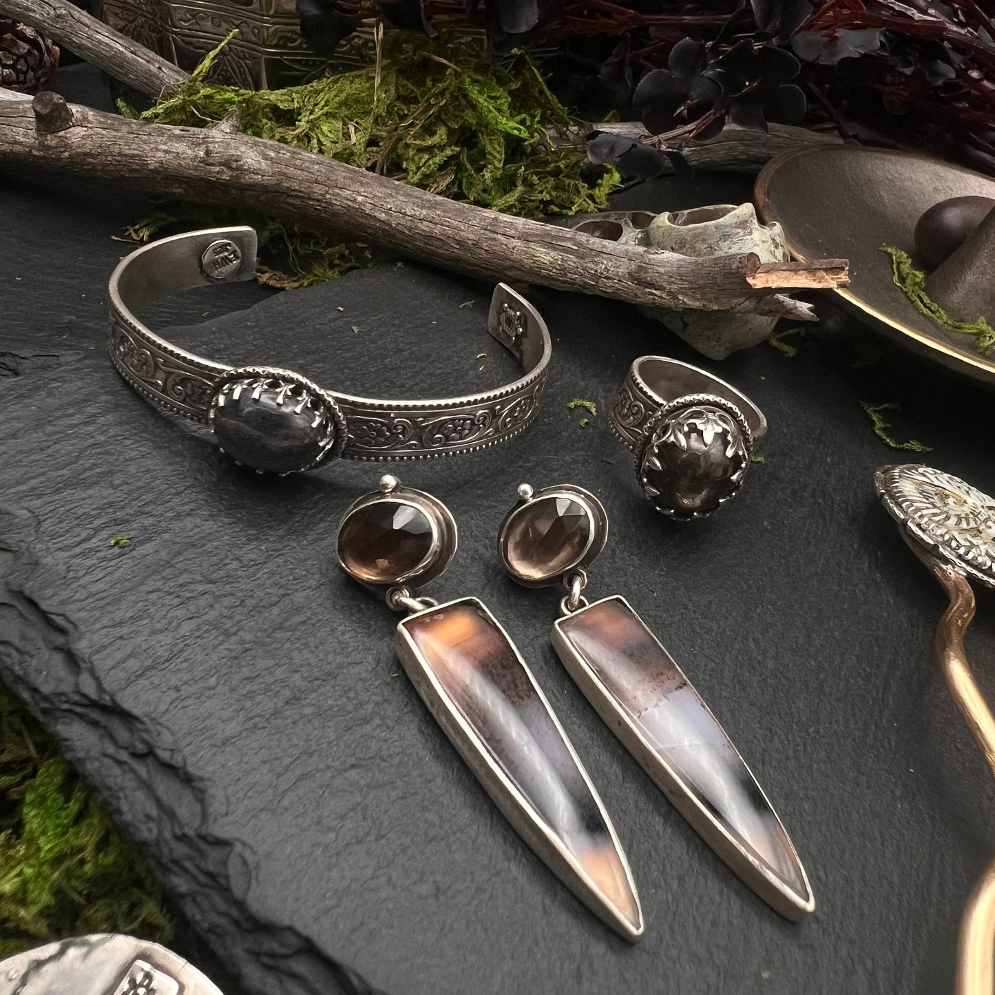 Silver Sheen Obsidian Ring in Sterling Silver