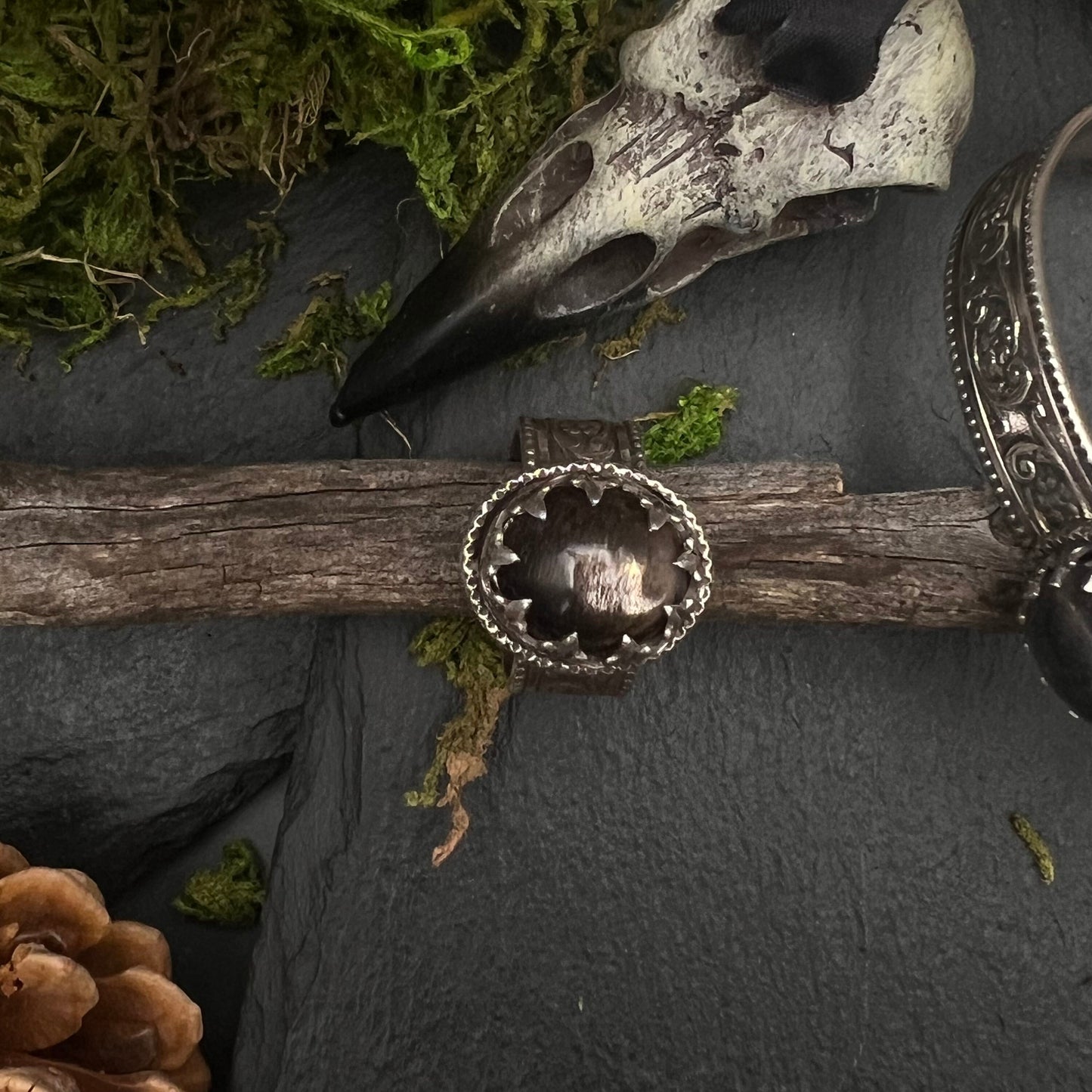 Silver Sheen Obsidian Ring in Sterling Silver