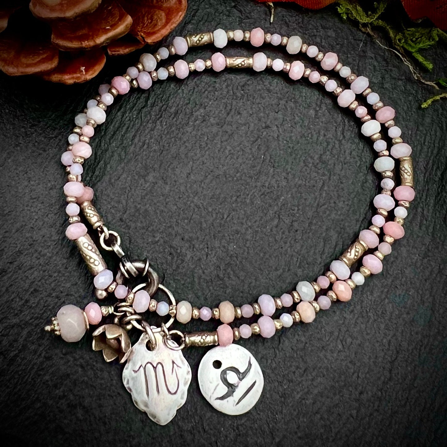 October Birthstone Wrap Bracelet with Zodiac Charm