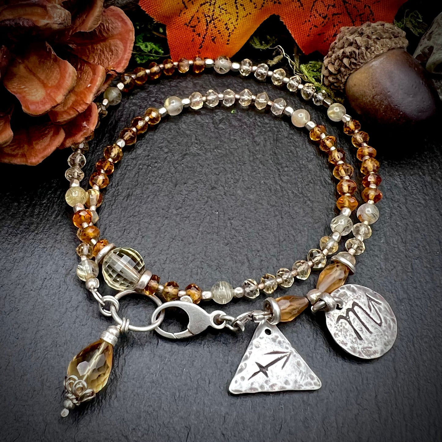 November Birthstone Wrap Bracelet with Zodiac Charm