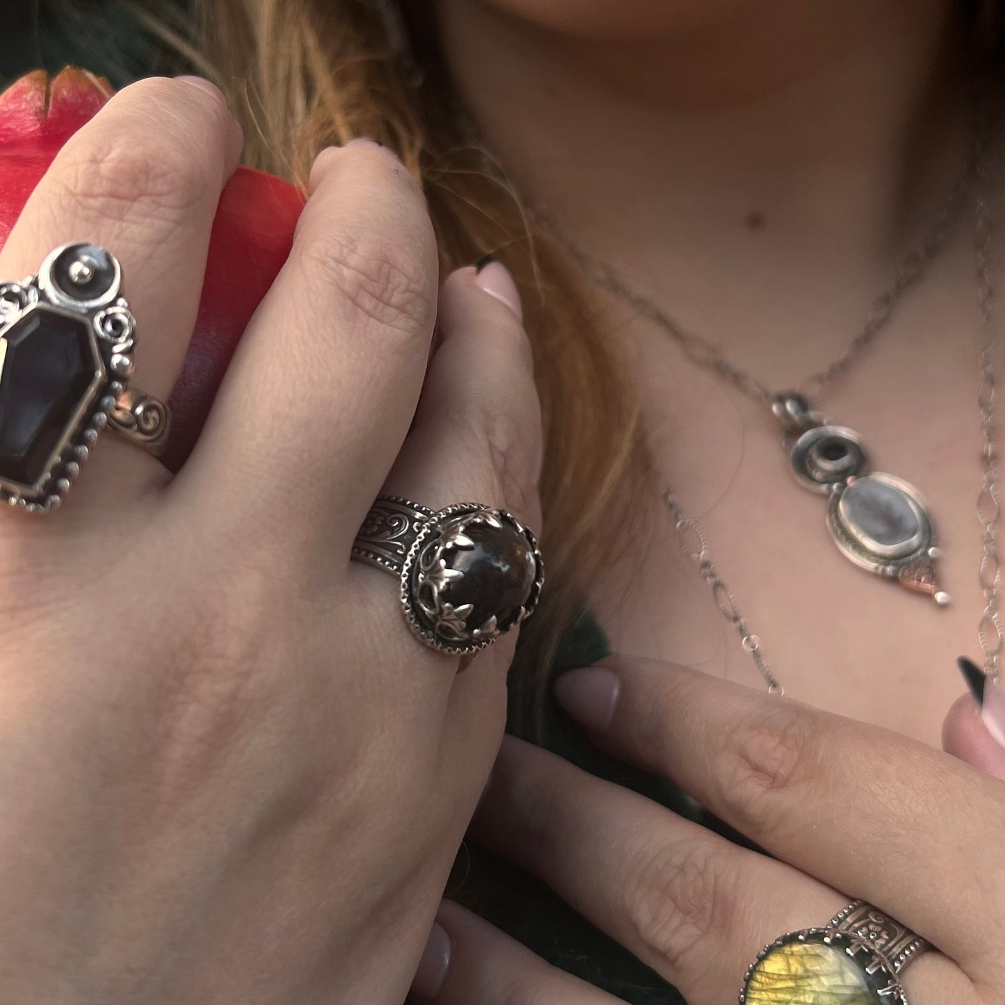 Silver Sheen Obsidian Ring in Sterling Silver
