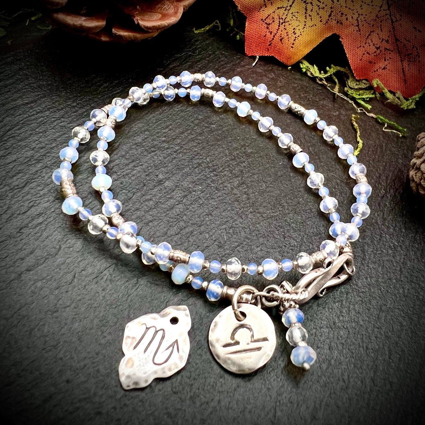 October Birthstone Wrap Bracelet with Zodiac Charm