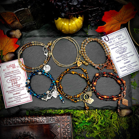 November Birthstone Wrap Bracelet with Zodiac Charm