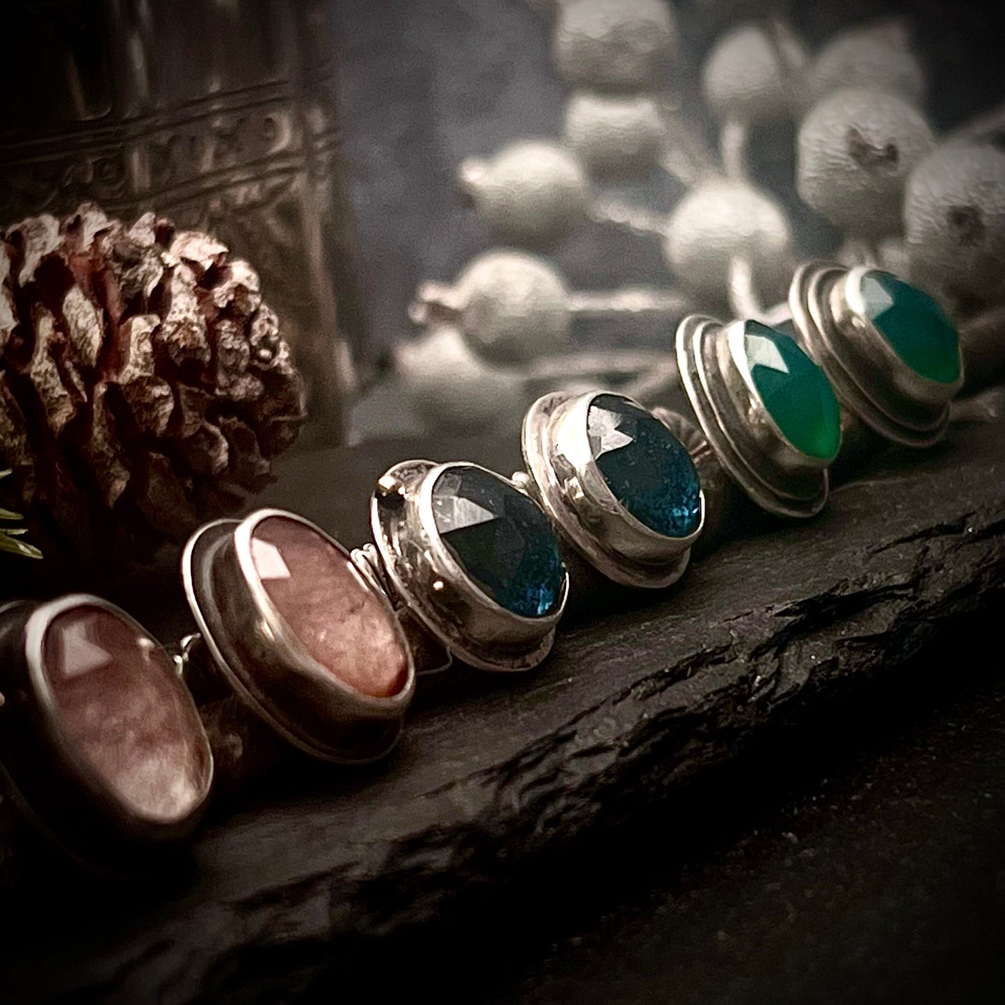 Rosecut Gemstone Post Earring