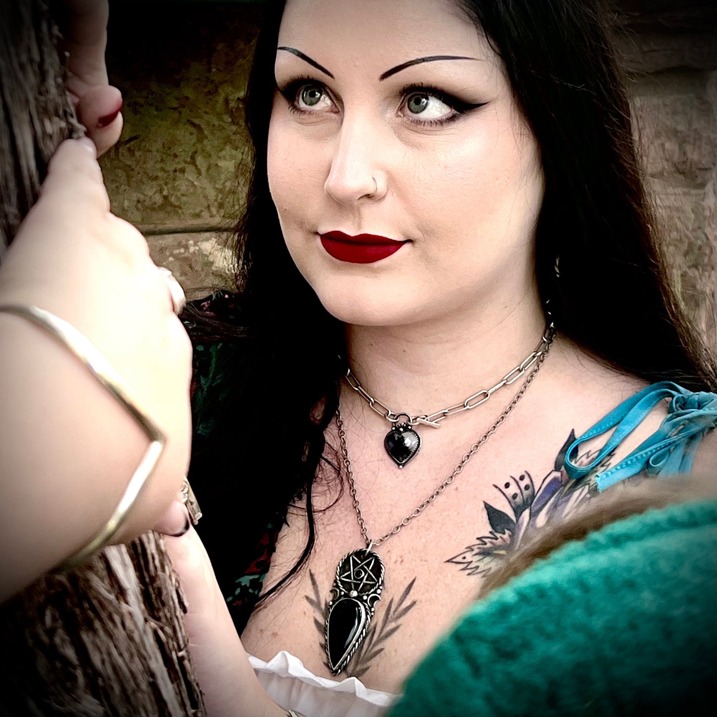 Onyx and Silver Pentacle Pendant