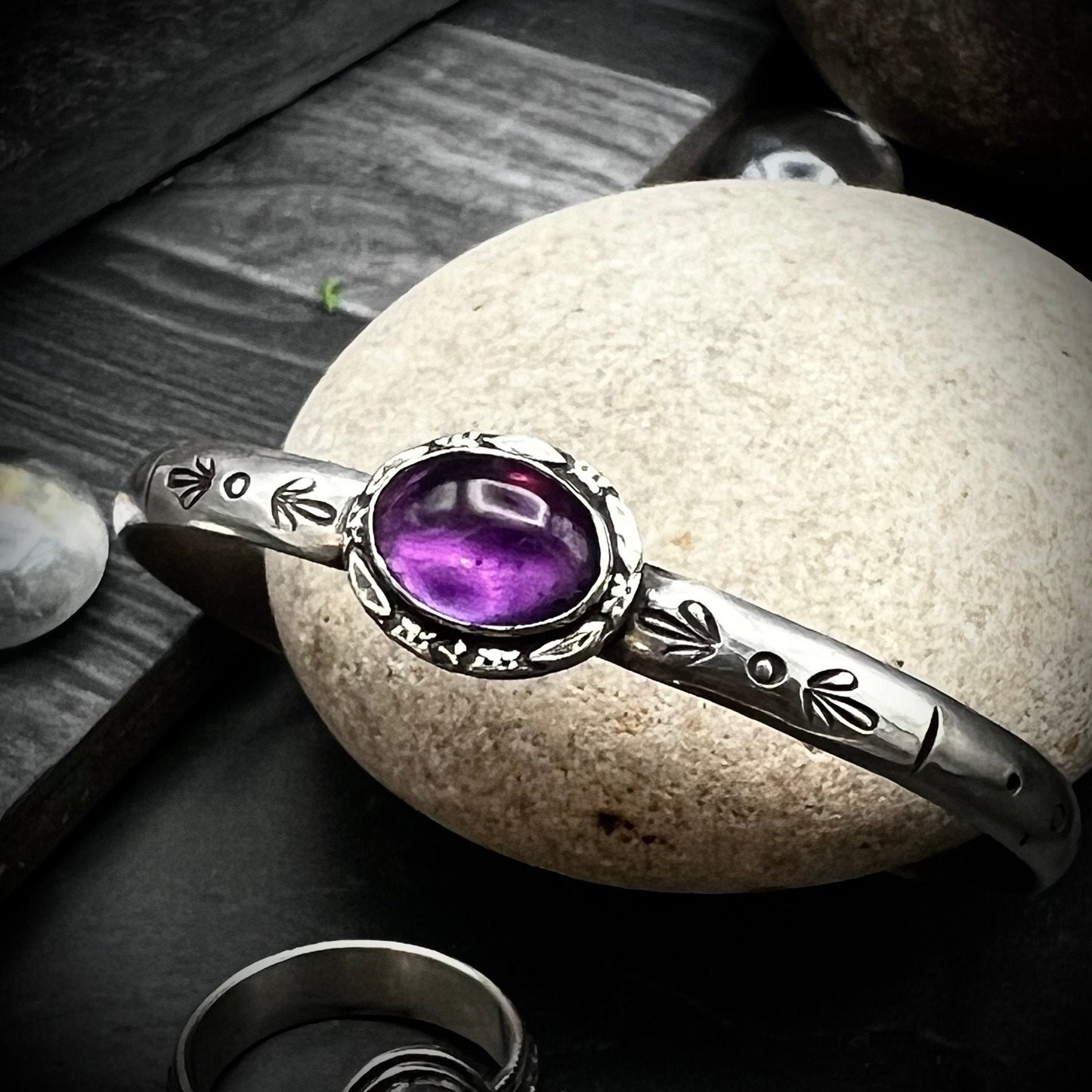 Amethyst and Silver Cuff Bracelet
