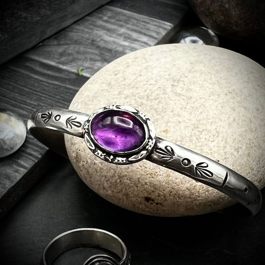 Amethyst and Silver Cuff Bracelet