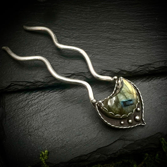 Labradorite Moon Hairpin