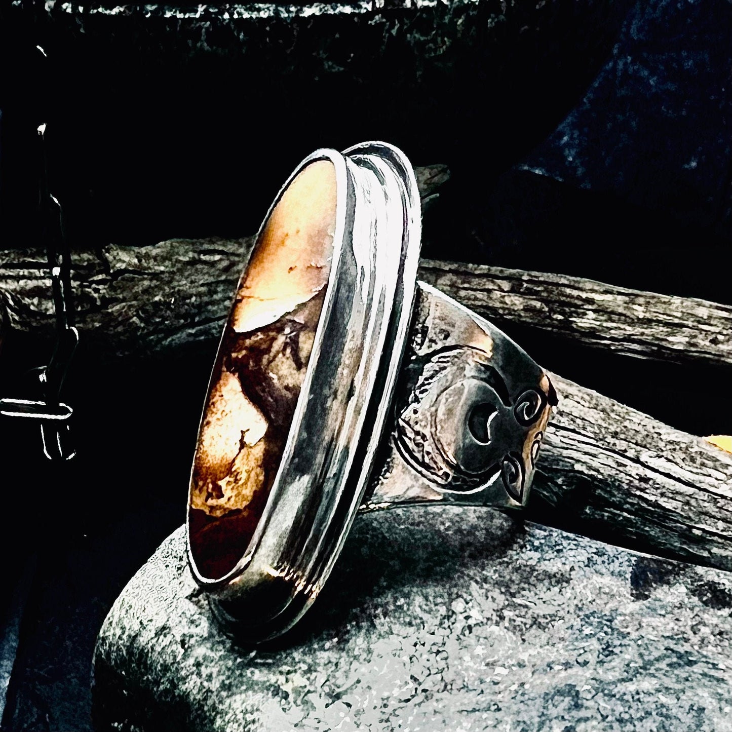 Ochre turquoise Statement Ring